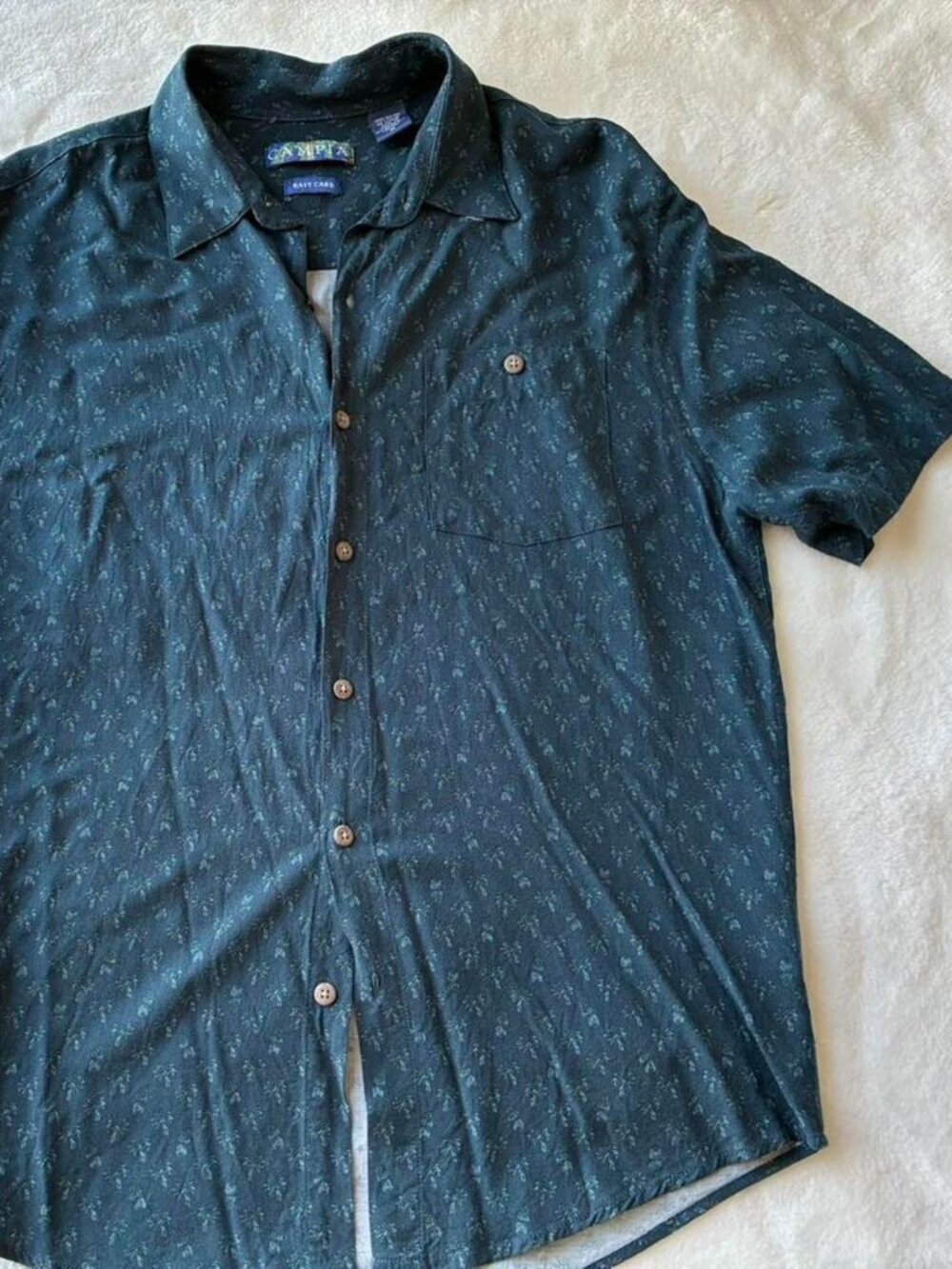 Campia green floral palm trees button up